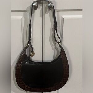 Brahmin Black leather & Croc hobo.